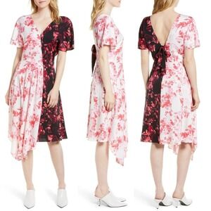 Lewit Double Print Multicolor Floral Stretch Silk Dress Women's Sz 16